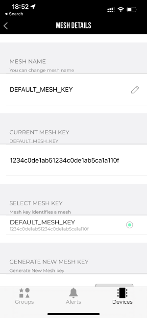 Default Mesh Key iOS Screenshot